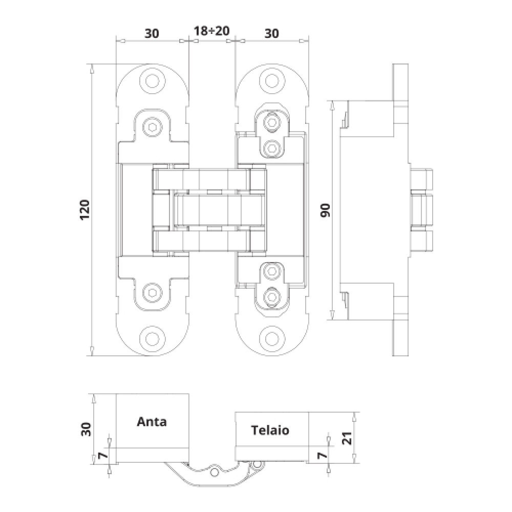 Петля прихована Otlav Invisacta 40-IN305120 3D, 2 шт.