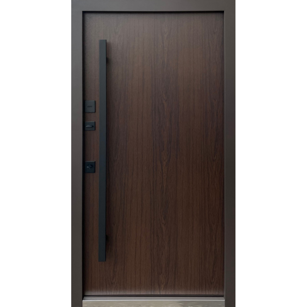 Вхідні двері Qdoors Стріт 3K Горизонт RAL 8019, МДФ дуб темний