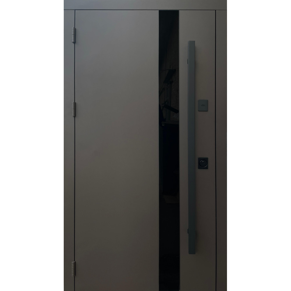 Вхідні двері Qdoors Стріт 3K Елегант RAL 8019, МДФ дуб темний