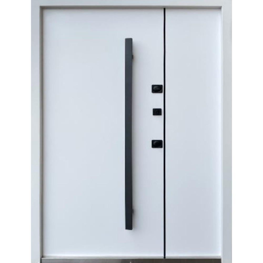 Вхідні двері Qdoors Strong Айрон коричневий пісок/білий атлас для вулиці, 1200 мм