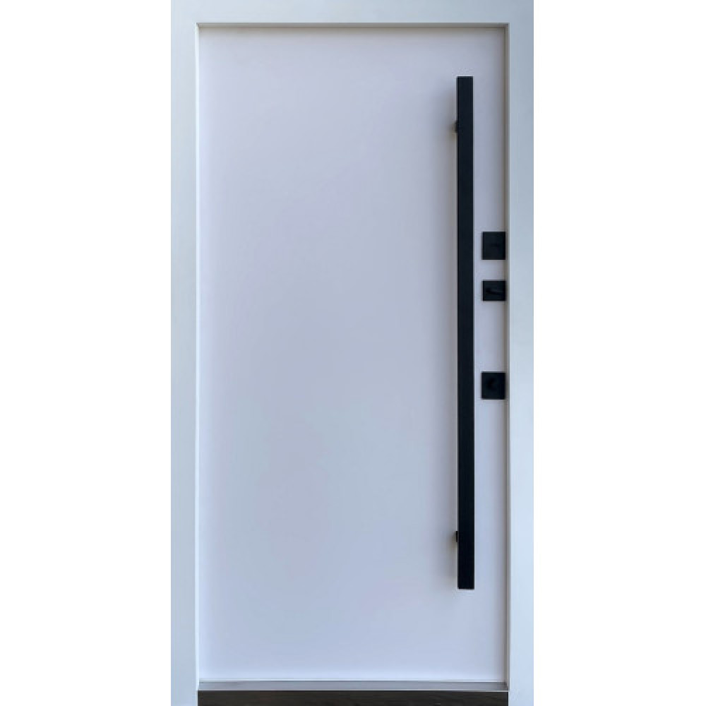 Вхідні двері Qdoors Стріт 3K Арт RAL 8019, МДФ біла шагрень