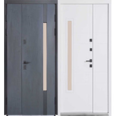 Вхідні двері БУЛАТ ТЕРМО ХАУС 1200 модель 710/265 Темний антрацит/білий атласний склопакет